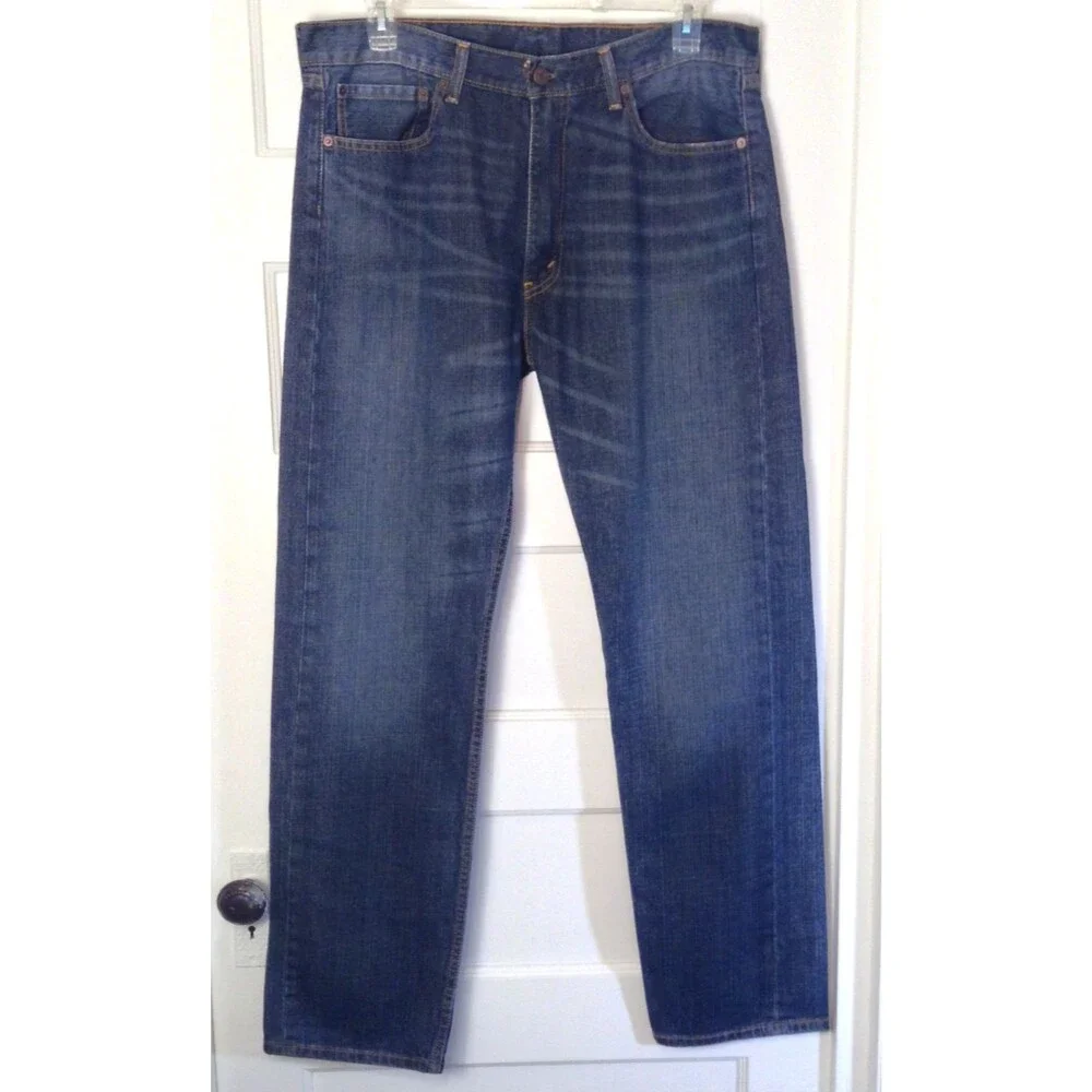 Vintage Levi’s 505 Jeans Men 38x34 Dark Wash Straight Whiskers Fading Y2K 2000s